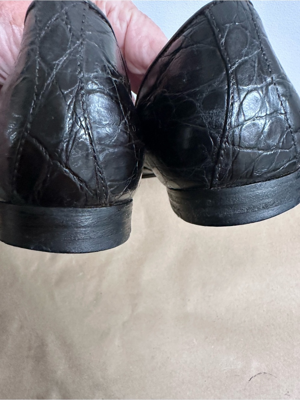 Classic Ralph Black Croc-Embossed Leather Ballet Flats - Picture 4 of 7